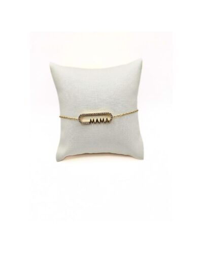 Βραχιόλι Χρυσό με το Μαμά σε Πλαίσιο με Στρας κάτω