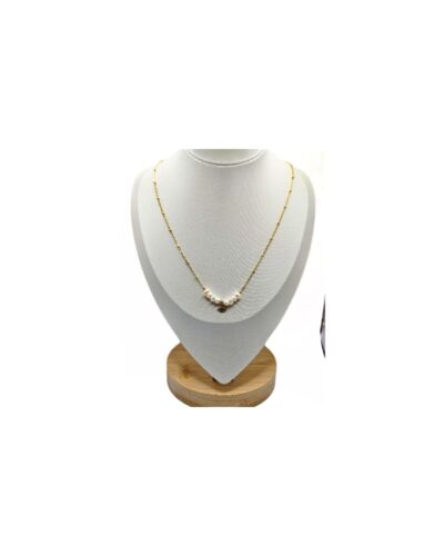 Κολιέ με Χρυσή Αλυσίδα Πέρλες και Ματάκι στο Κέντρο