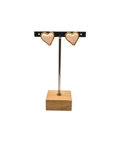 Σκουλαρίκια Ροζ Χρυσή Καρδιά