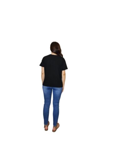 βαμβακερό μαύρο κοντομάνικο Τ-shirt πίσω