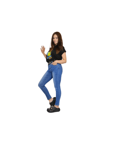 μπλούζα λεμόνια μαύρη και push up jean πλάι