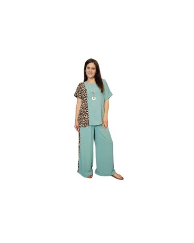 σιέλ σετάκι με κολιέ λεοπάρ πλάι