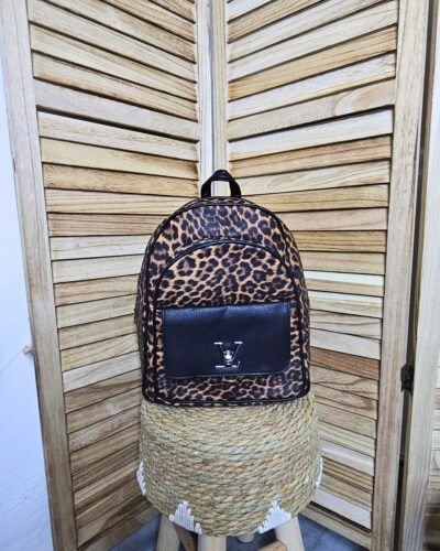 Backpack με μαύρο animal print