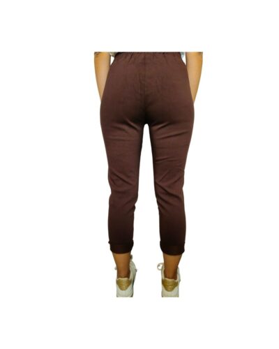 Plush Size παντελόνι καφέ πίσω