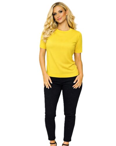 Πλεκτό Κοντομάνικο μπλουζάκι κίτρινο