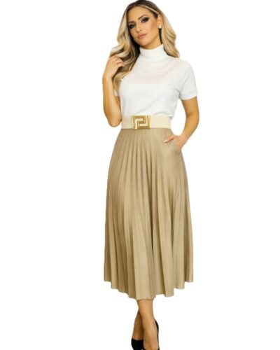 Πλισσέ φούστα μπεζ