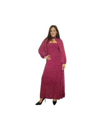 Στραπλες εμπριμέ φόρεμα με μπολερό