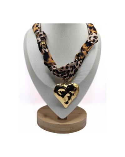 Σφυρήλατη χρυσή καρδιά με animal print