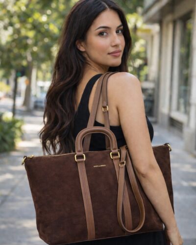 Τσάντα Σουέτ Καφέ