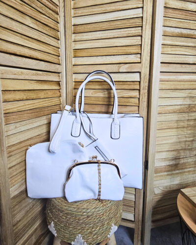 Τσάντα χιαστή λευκή 3πλη