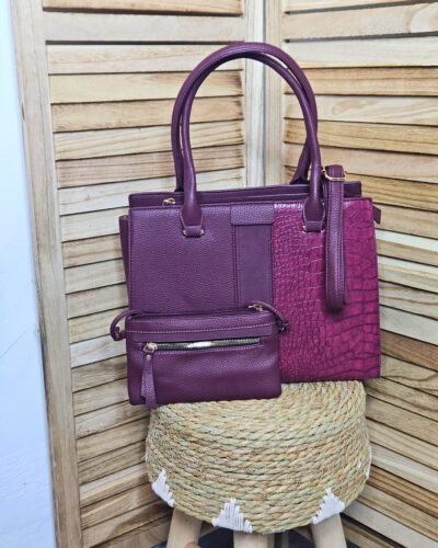 Τσάντα χιαστή μπορντό 2 σε 1 μπροστά