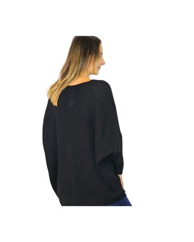 Μακρυά μπλόυζα πλεκτή μαύρο πλάι