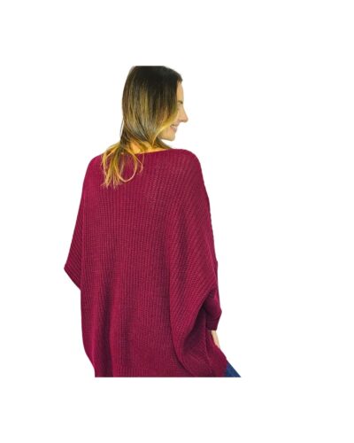 Μακρυά μπλόυζα πλεκτή μπορντό πλάι