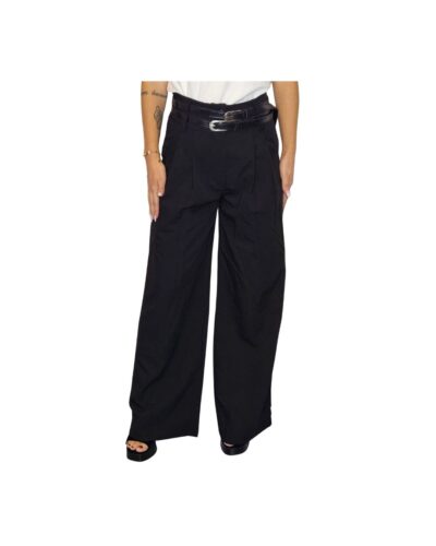 Μαύρη παντελόνα με διπλή ζώνη κοντά