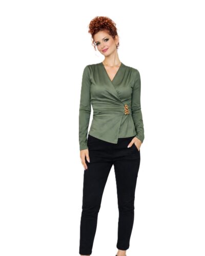 Μπλουζάκι με μεταλλικό στοιχείο στο πλάι λαδί