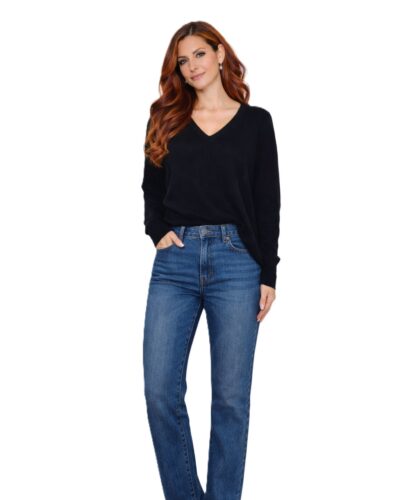 Μπλούζα με V λαιμόκοψη μαύρη