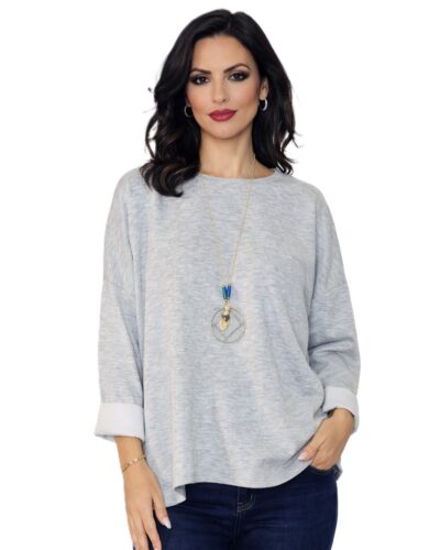Μπλούζα με κολιέ γκρι