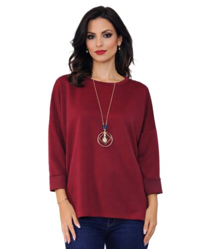 Μπλούζα με κολιέ μπορντό
