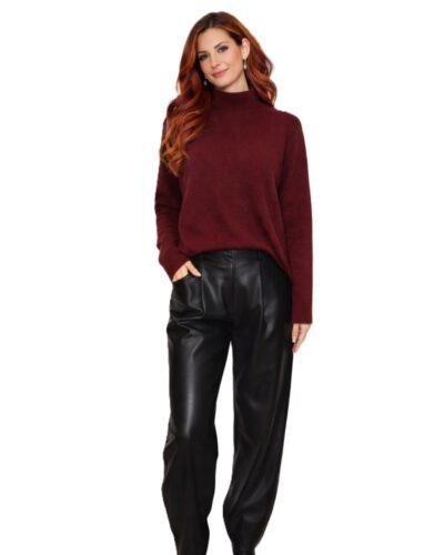 Μπλούζα πλεκτή ημιζιβάγκο μπορντό