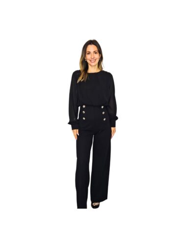 Ολόσωμη φόρμα μαύρη με κουμπιά