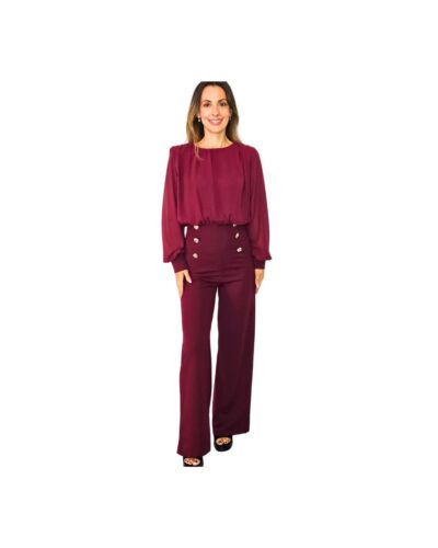 Ολόσωμη φόρμα μπορντό με κουμπιά