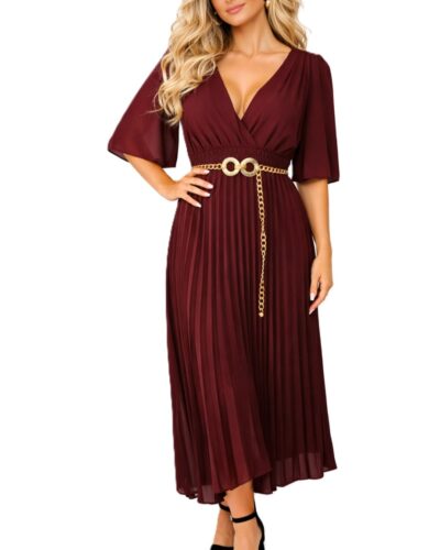 Πλισσέ φόρεμα μπορντό