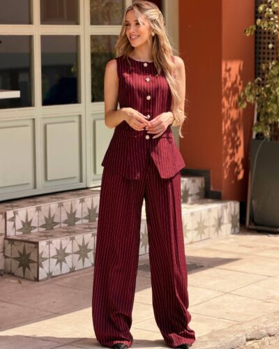 Ριγέ Κοστούμι Μπορντό.