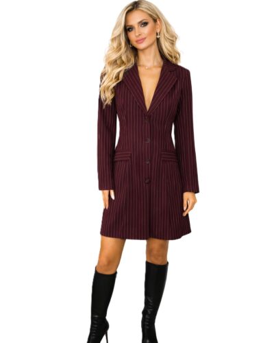 Σακάκι φόρεμα ριγέ μπορντό