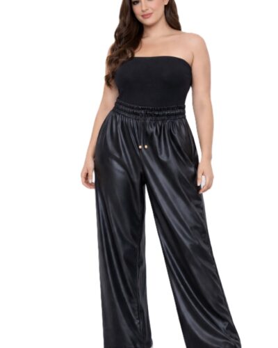 Δερματίνη Παντελόνα με Λάστιχο Plus Size