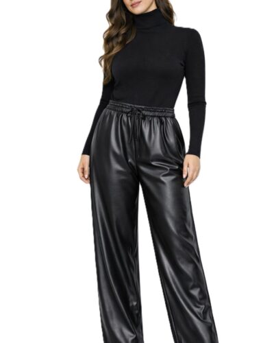 Δερματίνη Παντελόνα με Λάστιχο Μαύρη.