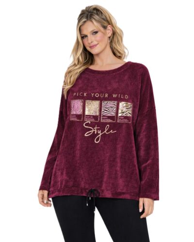 Κοτλε Μπλούζα με στάμπα μπορντό