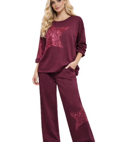 Σετ Plus Size Με Αστέρι Μπορντό