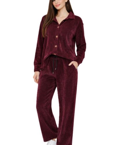 Σετ Βελούδο με Πουκάμισο Μπορντό