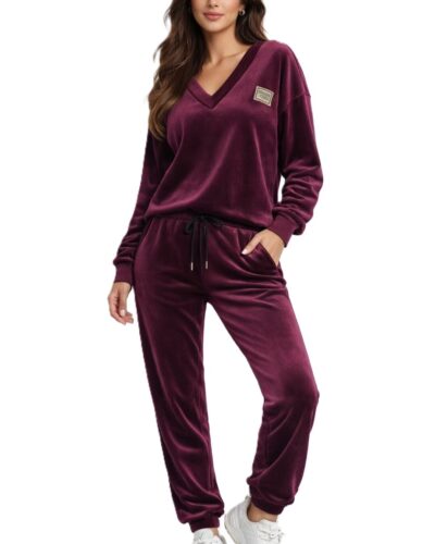 Σετ βελούδινο με αλυσίδα μπορντό