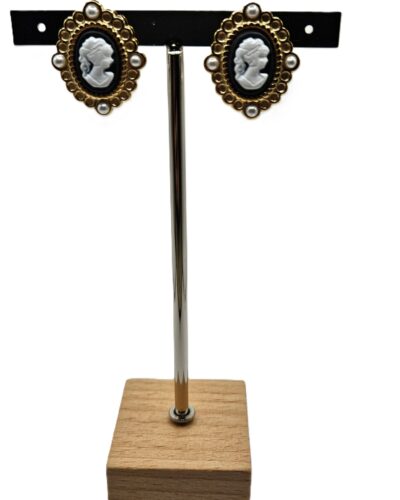 Σκουλαρίκια Vintage Cameo με Πέρλες