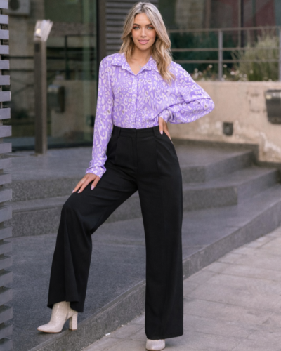 Λιλά πουκάμισο λεοπαρ