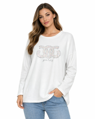 Μακριμάνικη μπλούζα λευκή