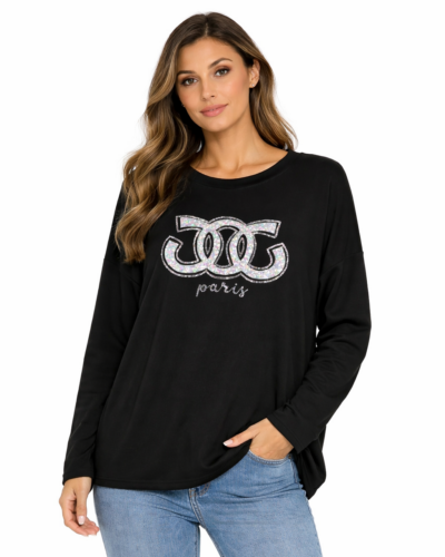 Μακριμάνικη μπλούζα μαύρη