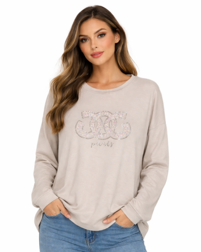 Μακριμάνικη μπλούζα μπεζ