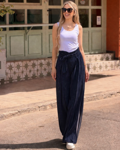 Παντελόνα Ριγέ Μπλε