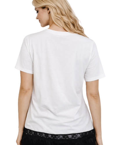 Κοντομάνικη Μπλούζα Με Δαντέλα Λευκή Πίσω