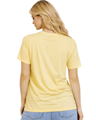 Κοντομάνικη Μπλούζα Με τρουκς Καρδιές Κίτρινη Πίσω