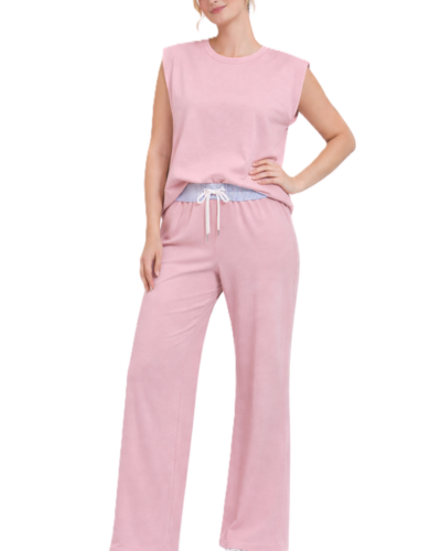 Σετ με Ριγε λεπτομέριες Ροζ