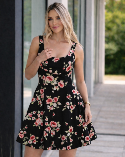 Floral Φόρεμα Μαύρο