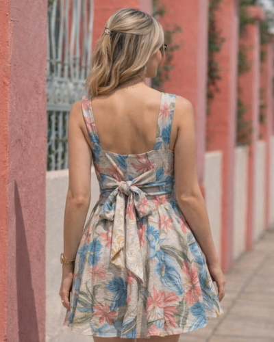 Floral Φόρεμα Σιέλ Πίσω