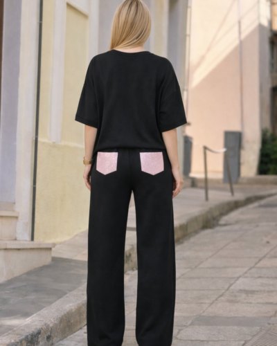 Σετ με ροζ τσέπη μαύρο πίσω